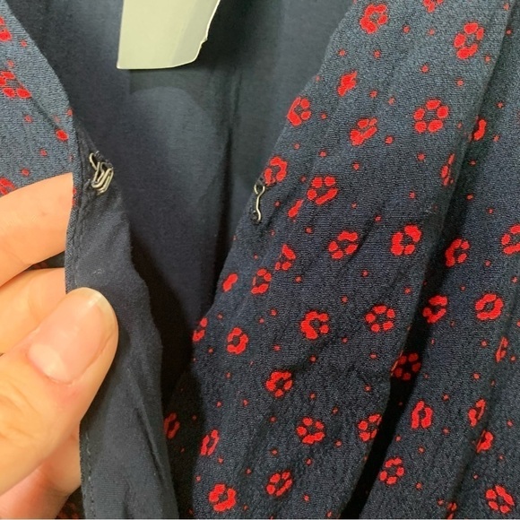 [Abercrombie & Fitch] Women's Navy Blue & Red Ditsy Floral Print Jumpsuit - Picture 10 of 11